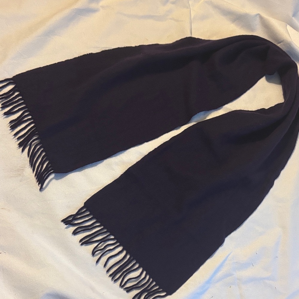Classic Plum Purple 100% Cashmere Unisex Scarf w/ Fringes